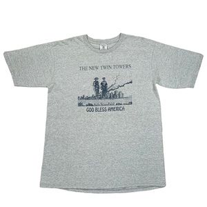 Vintage New York Post 9/11 The New Twin Towers God Bless America T Shirt Sz XL